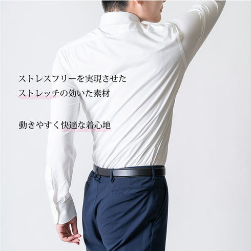 【日本製】長袖 ビジネスシャツ イージーケア ノンアイロン ボタンダウン メンズ イージーフォーマルシャツ ホワイト(2021-SS22-wh)
